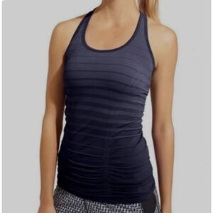 Women's Athleta Fastest Track Gradient Stripe Tank Top Navy Blue Size L